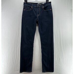 Volcom Solver Jeans Mens 30 Modern Fit Straight Leg Stretch Denim Dark Blue Wash